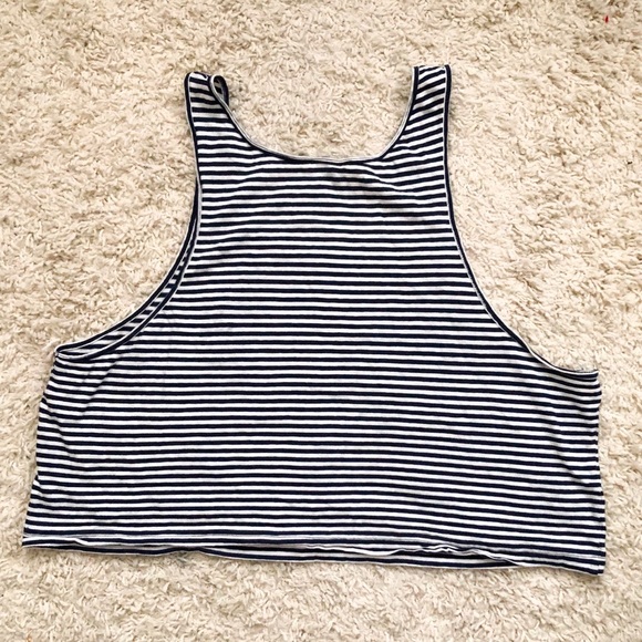 Navy & White Striped Crop Top - Picture 3 of 6